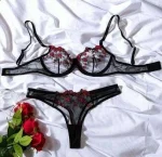 💖China Transparent Bra & Panty Set- Black - Image 2