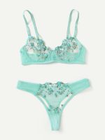 💖China Transparent Bra & Panty Set- Sky Blue - Image 2