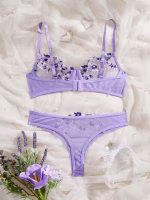 💖China Transparent Bra & Panty Set- Purple - Image 2