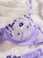 💖China Transparent Bra & Panty Set- Purple - Image 3