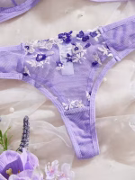 💖China Transparent Bra & Panty Set- Purple - Image 4