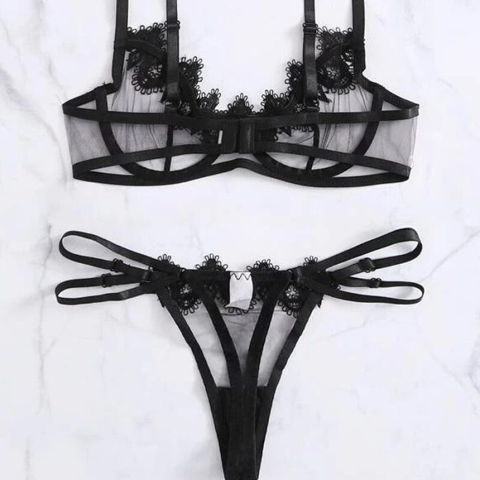 China Imported Lace Bra-Panty Set- Black - Image 2