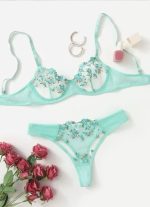 💖China Transparent Bra & Panty Set- Sky Blue