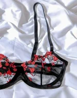 💖China Transparent Bra & Panty Set- Black - Image 3