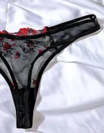 💖China Transparent Bra & Panty Set- Black - Image 4