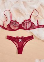 💖China Transparent Bra Panty Set-Maroon