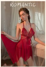 China Imported Luxury ButterFly Night Dress – Red - Image 4