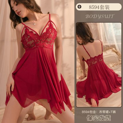 China Imported Luxury Love Night Dress – Red