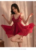 China Imported Luxury Love Night Dress – Red - Image 3