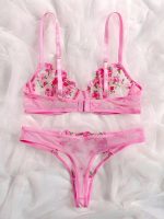 💖China Transparent Bra Panty Set-Baby Pink